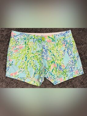 LILLY PULITZER The Callahan Blue Heaven Trouser Preppy Shorts size 6 Excellent